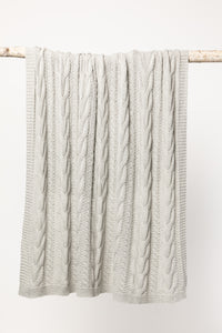 Indus Design Cable Knit Throw - Light Grey