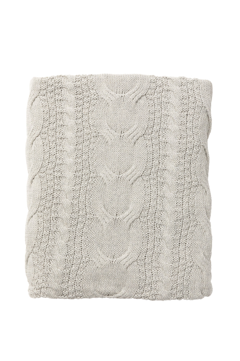 Indus Design Cable Knit Throw - Light Grey