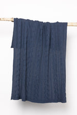 Load image into Gallery viewer, Indus Design Cable Knit Throw - Denim Blue
