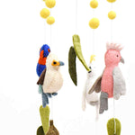 Load image into Gallery viewer, Tara Treasures Baby Nursery Felt Hanging Cot Mobile - Australian Birds (Cockatoo, Lorikeet, Galah & Kookaburra)