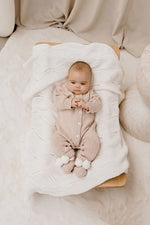 Load image into Gallery viewer, Confetti Kidz Baby Knit Booties - Poms Biscotti (0-6 Months)