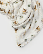 Load image into Gallery viewer, LouLou Lollipop Muslin Swaddle - Bears On Bikes