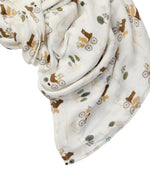 Load image into Gallery viewer, Loulou Lollipop Muslin Swaddle - Bears On Bikes