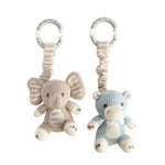 Load image into Gallery viewer, Living Textiles 2pk Stroller Toys - Elephant & Hippo