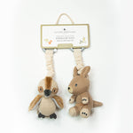 Load image into Gallery viewer, Living Textiles 2pk Stroller Toys - Kangaroo & Kookaburra