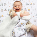 Load image into Gallery viewer, Living Textiles Jersey Sherpa Blanket - Tractor Ride