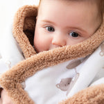 Load image into Gallery viewer, Living Textiles Jersey Sherpa Blanket - Cuddly Bear