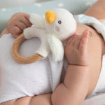 Load image into Gallery viewer, Living Textiles Teething Ring Rattle & Dummy Chain Gift Set - Goosey Goosey