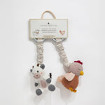 Load image into Gallery viewer, Living Textiles Stroller Toy 2 pack - Cow & Chicken