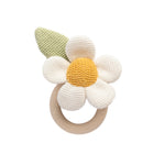 Load image into Gallery viewer, Living Textiles Ring Rattle Whimsical Wonderland - Daisy & Leaf