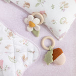 Load image into Gallery viewer, Living Textiles Ring Rattle Whimsical Wonderland - Daisy & Leaf