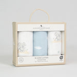 Load image into Gallery viewer, Living Textiles Organic Wash Cloths 3pk - Elephant Playtime
