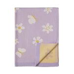 Load image into Gallery viewer, Living Textiles Pram Knitted Baby Blanket - Lilac Daisy Dreams