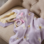 Load image into Gallery viewer, Living Textiles Pram Knitted Baby Blanket - Lilac Daisy Dreams