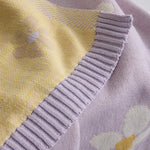 Load image into Gallery viewer, Living Textiles Pram Knitted Baby Blanket - Lilac Daisy Dreams