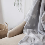 Load image into Gallery viewer, Living Textiles Pram Knitted Baby Blanket - Grey Stars
