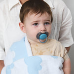 Load image into Gallery viewer, Living Textiles Pram Knitted Baby Blanket - Cloud Whisper/Blue