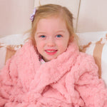 Load image into Gallery viewer, Annabel Trends Cosy Luxe Embossed Flower Kids Bath Robe - Pink Small (3-6yrs)