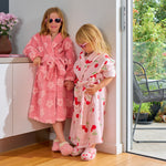 Load image into Gallery viewer, Annabel Trends Cosy Luxe Kids Bath Robe Embossed Flower - Dark Pink Small (3-7yrs)