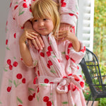 Load image into Gallery viewer, Annabel Trends Cosy Luxe Kids Bath Robe Velvet - Cherry Small (3-7yrs)