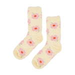Load image into Gallery viewer, Annabel Trends Fuzzy Bed Socks O/S - Flower Cream