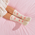 Load image into Gallery viewer, Annabel Trends Fuzzy Bed Socks O/S - Flower Cream