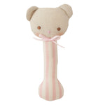 Load image into Gallery viewer, Alimrose Ted Stick Rattle - Pink Stripe