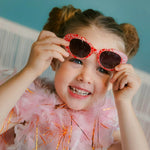 Load image into Gallery viewer, Frankie Ray Sunglasses Lulu (0-18mths) - Jelly Pink & Red Heart