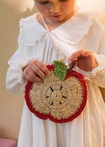 Load image into Gallery viewer, Acorn Kids Straw Bag - Apple (Natural/Red/Brown)