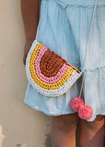 Load image into Gallery viewer, Acorn Kids Straw Bag - Rainbow (Natural/Peach/Pink)