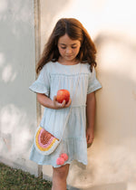 Load image into Gallery viewer, Acorn Kids Straw Bag - Rainbow (Natural/Peach/Pink)