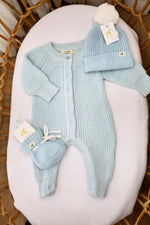 Load image into Gallery viewer, Confetti Kidz Baby Knit Booties - Traditional Blue (0-6 Months)