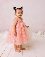 Load image into Gallery viewer, Confetti Kidz Floral Tulle Party Dress - Peach