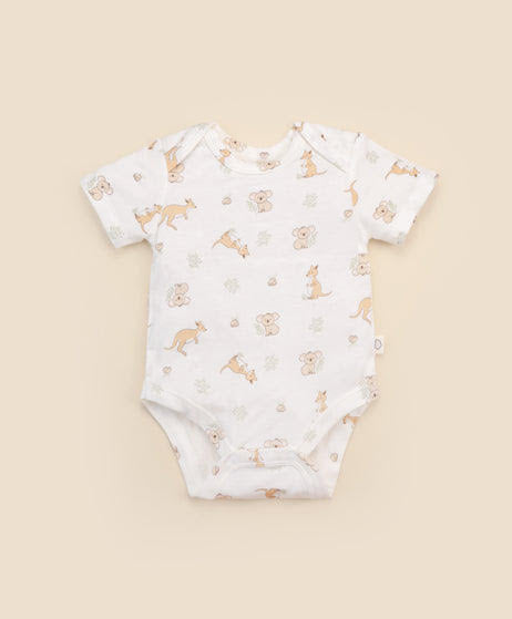 Lummi In Colour Short Sleeve Bodysuit - Kangaroo & Koala [SZ:0000]