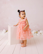 Load image into Gallery viewer, Confetti Kidz Floral Tulle Party Dress - Peach [SZ:6-12 MONTHS (0)]
