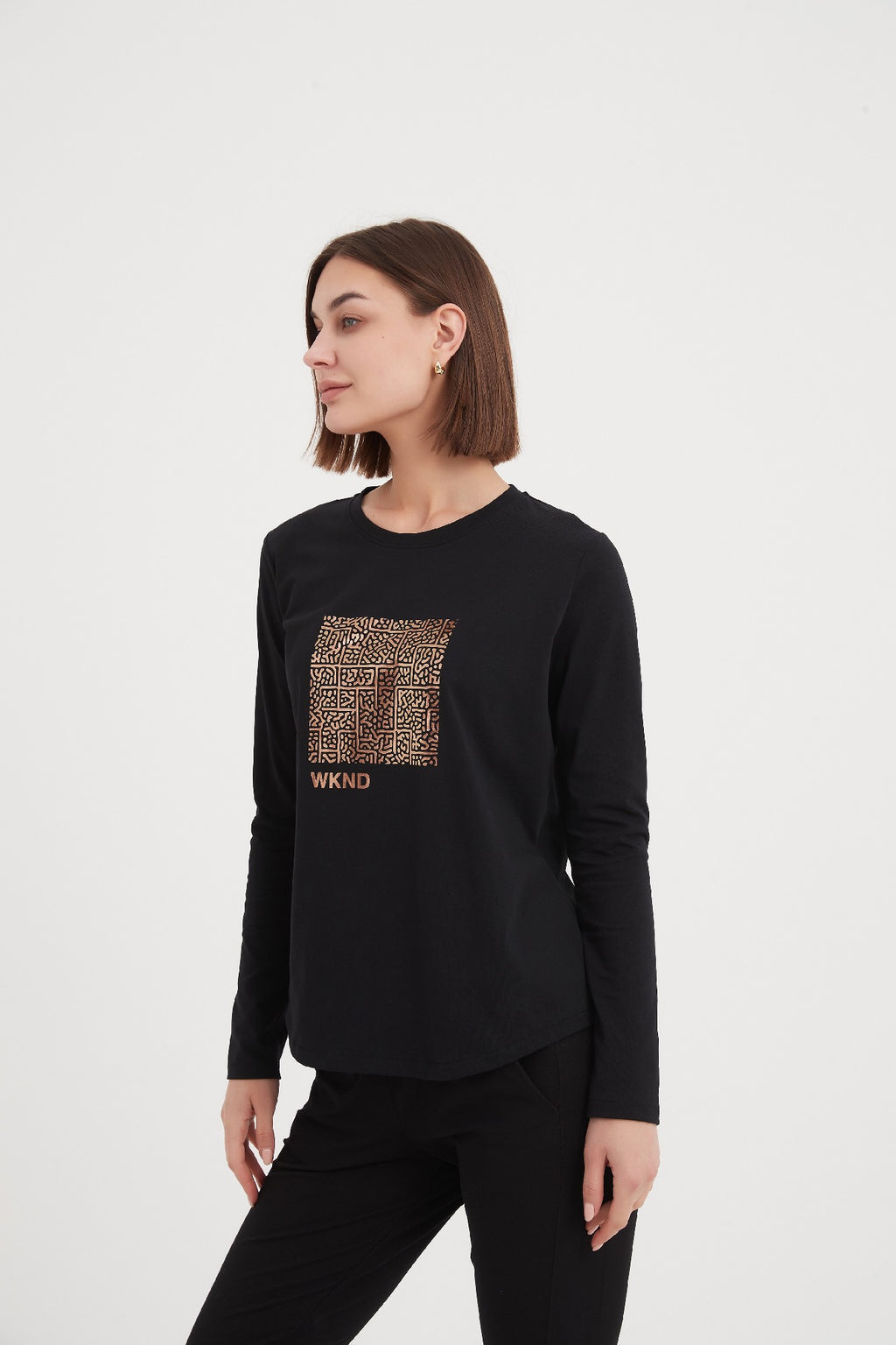 Tirelli Weekend Art Print L/S T-Shirt - Black/Rose Gold [CLR:BLACK/ROSE GOLD SZ:S]