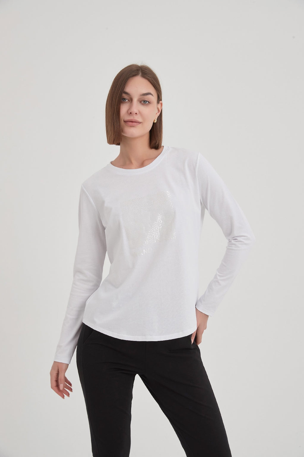 Tirelli Weekend Art Print Long Sleeve T-Shirt - White/White [CLR:WHITE/WHITE SZ:S]