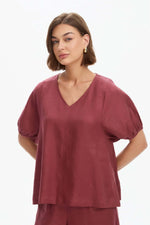 Load image into Gallery viewer, Tirelli Bishop Sleeve Top - Brick [CLR:BRICK  SZ:XS]
