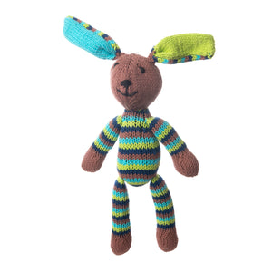 Kenana Down Under Organic Cotton Stripey Bunny - Blue Green