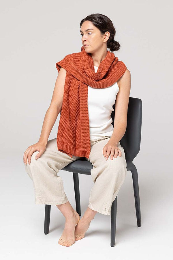 Indus Design Moss Stitch Scarf - Terracotta