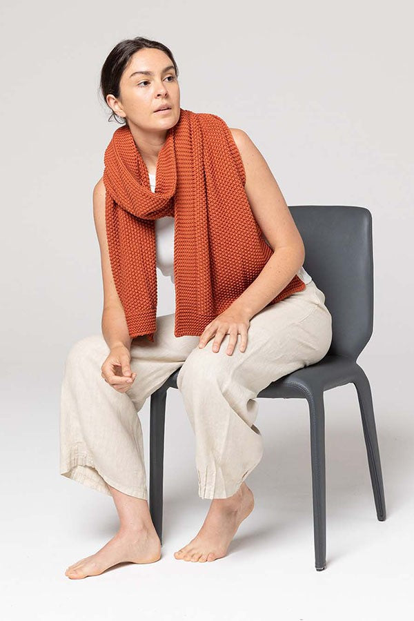 Indus Design Moss Stitch Scarf - Terracotta