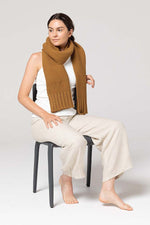 Load image into Gallery viewer, Indus Design Ribbed Hem Knit Scarf - Spice
