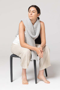 Indus Design Ribbed Hem Knit Scarf - Dove