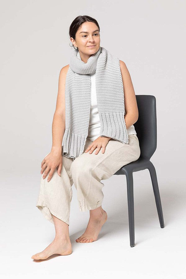 Indus Design Ribbed Hem Knit Scarf - Dove