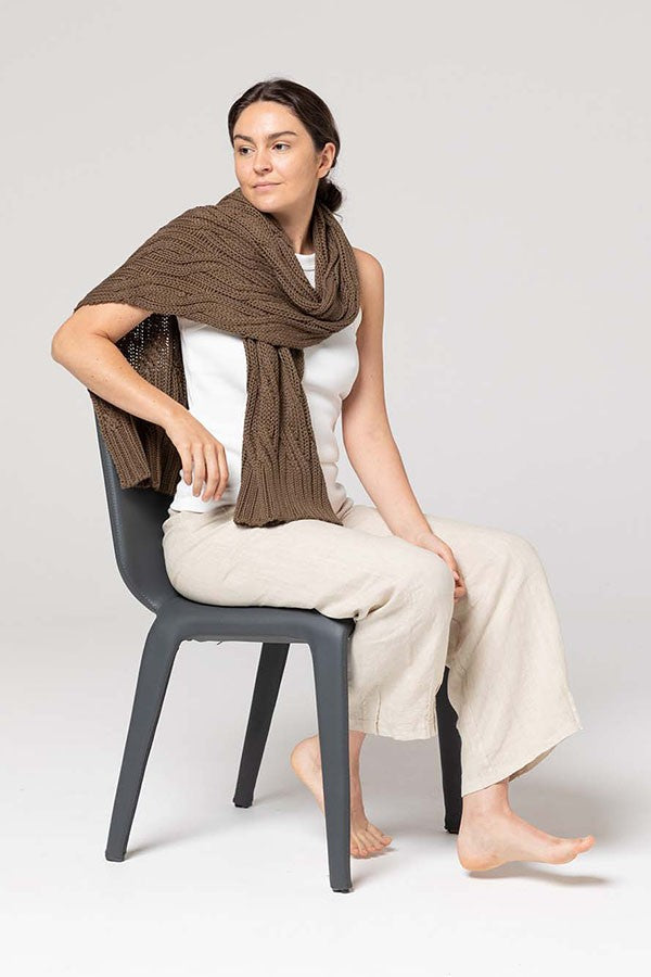 Indus Design Chunky Cable Knit Scarf - Bark