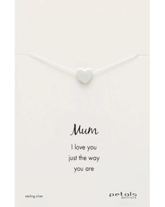 Petals Australia Sterling Silver Matte Heart Mum Necklace