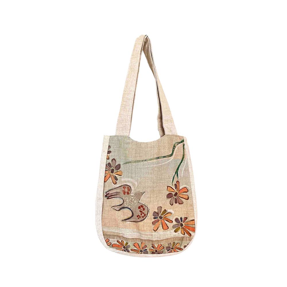 Rancho Linen Shoulder Bag - Flower Dove