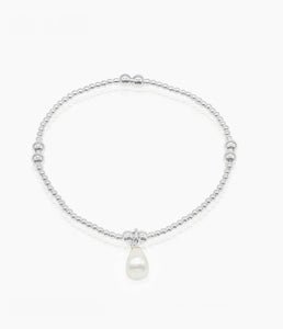 Petals Australia Sterling Silver Mini Beaded Pearl Drop Bracelet