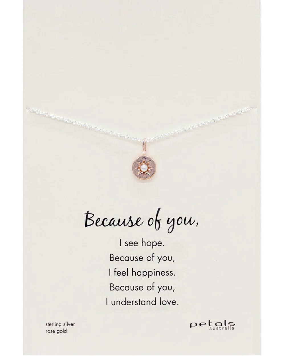 Petals Australia Sterling Silver/Rose Gold Flower Pearl Because Of You Necklace