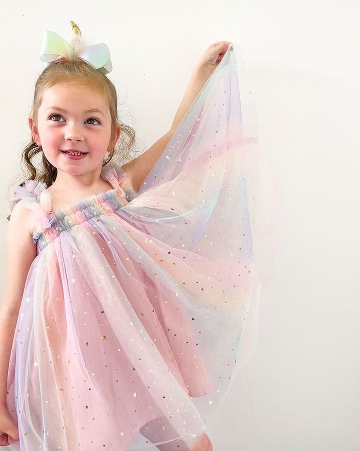 Petticoat Princess Sparkle Dress - Pink Rainbow